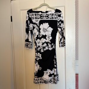 White House Black Market Monochrome Floral Dress